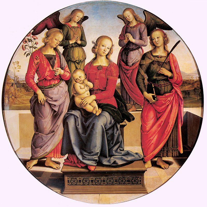 PERUGINO, Pietro Madonna Enthroned with Child and Two Saints